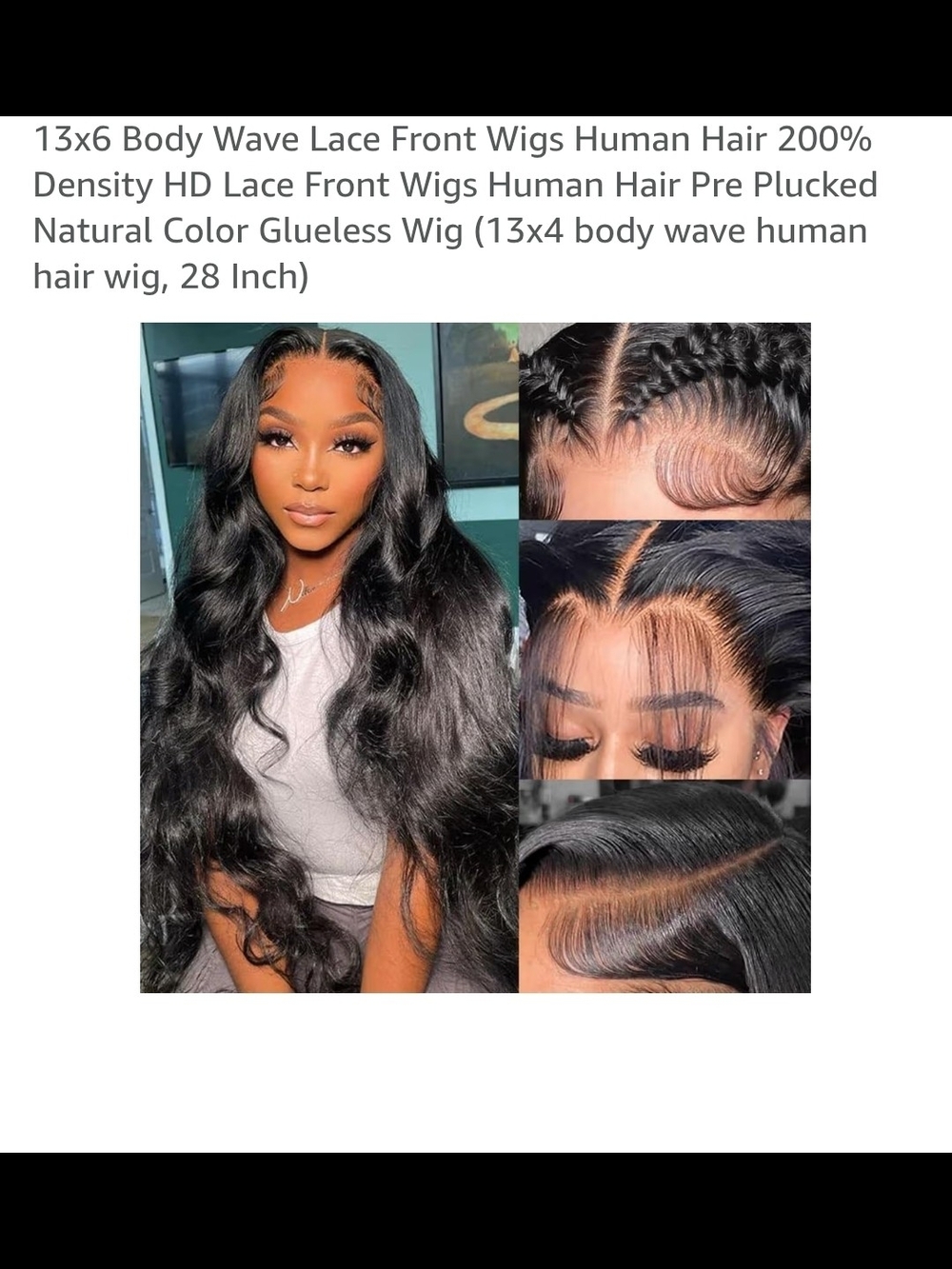 Body Wave Lace Front Wig - Natural Black, 28 Inch